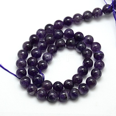 Natural Amethyst Round Bead Strands X-G-L170-8mm-02-1