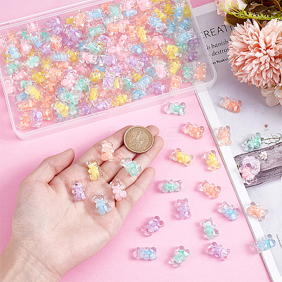 150Pcs 6 Colors Transparent Acrylic Beads OACR-NB0001-51-1