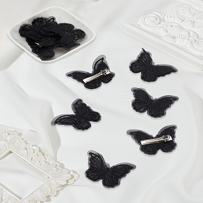 10Pcs Lace Butterfly Polyester Alligator Hair Clips PHAR-LP0002-02-1
