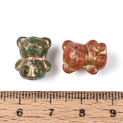 Picasso Baking Paint and Golden Metal Enlaced Glass Beads DGLA-T004-45M-1