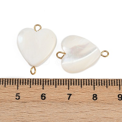 Natural Shell Heart Connector Charms STAS-D378-25G-1
