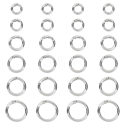 24Pcs 6 Styles Zinc Alloy Spring Gate Rings FIND-ME0002-10-1