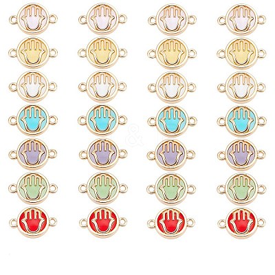 32Pcs 7 colors Glass Connector Charms GLAA-AR0001-29-1