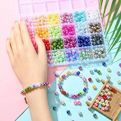 24Colors Rainbow ABS Plastic Imitation Pearl Beads OACR-YW0001-75-1