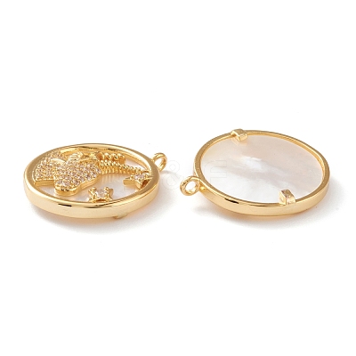 Real 18K Gold Plated Brass Micro Pave Clear Cubic Zirconia Pendants ZIRC-J039-14G-F-1