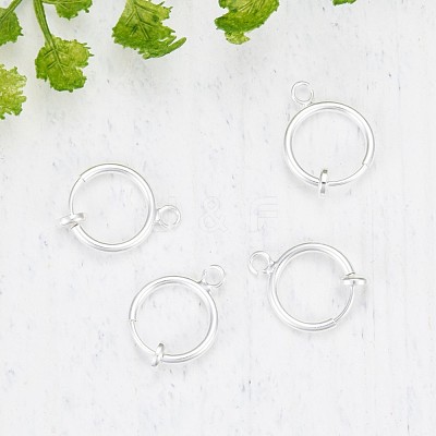 Brass Clip-on Hoop Earring Findings X-KK-P102-01S-1
