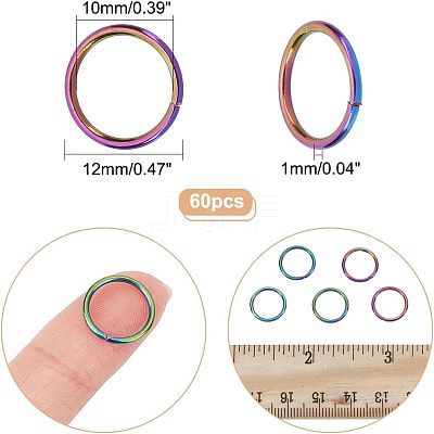60Pcs Ion Plating(IP) 304 Stainless Steel Open Jump Rings STAS-CA0001-72-1