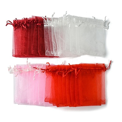 40Pcs 4 Colors Organza Bags Jewellery Storage Pouches Wedding Favour Party Mesh Drawstring Gift OP-FS0001-03C-1