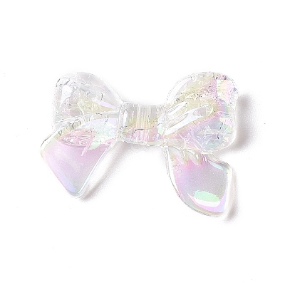 UV Plating Rainbow Iridescent Transparent Acrylic Crackle Beads OACR-E010-05-1