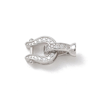 925 Sterling Silver Micro Pave Clear Cubic Zirconia Fold Over Clasps SE-CBAF1B0-07P-1