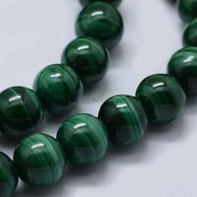 Natural Malachite Beads Strands G-F571-27A1-10mm-1