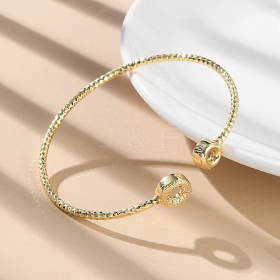 Clear Cubic Zirconia Open Cuff Bangle BJEW-G737-01G-02-1