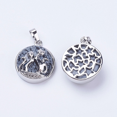 Natural Snowflake Obsidian Pendants G-K234-A06-1