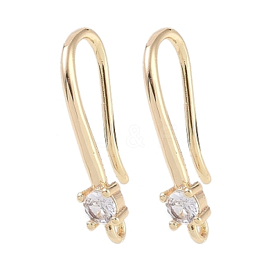 Brass Micro Pave Cubic Zirconia Earring Hooks KK-U008-08G-1
