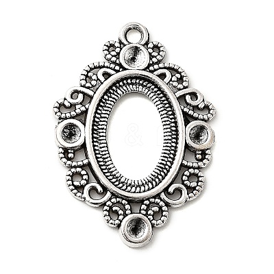 Tibetan Style Alloy Pendant Rhinestone and Cabochon Open Back Settings TIBEP-R304-021AS-LF-1