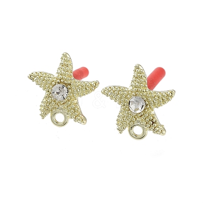 Rack Plating Golden Alloy with Rhinestone Stud Earring Findings EJEW-B036-02G-08-1