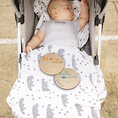 2Pcs 2 Style Single-face Printed Wooden Baby Photo Props DJEW-WH0600-006-1