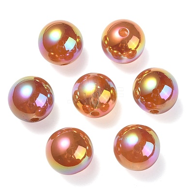 UV Plating Rainbow Iridescent Acrylic Beads PACR-E001-03C-1