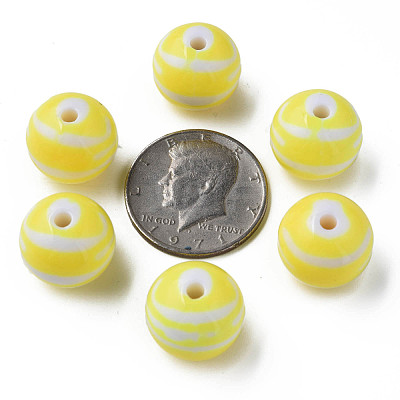 Opaque Striped Acrylic Beads MACR-S373-27B-06-1