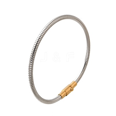 304 Stainless Steel Twisted Rope Shape Bangles for Women BJEW-C091-02B-GP-1