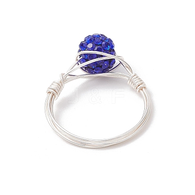 Handmade Polymer Clay Rhinestone Finger Rings for Women RJEW-JR00920-01-1
