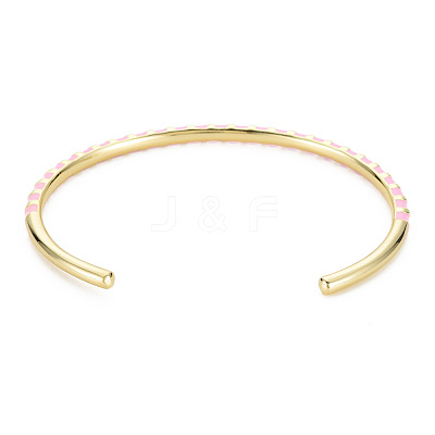 Twisted Brass Enamel Cuff Bangle BJEW-T020-02-NF-1