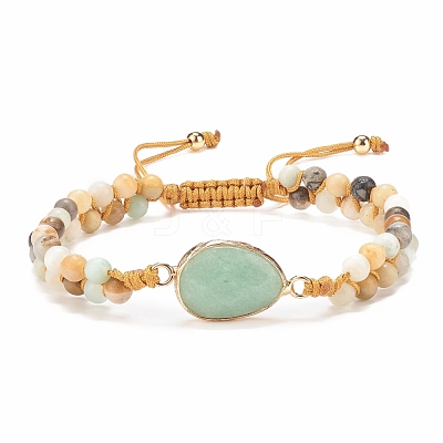 Teardrop Gemstone Braided Bead Bracelet BJEW-JB08116-1