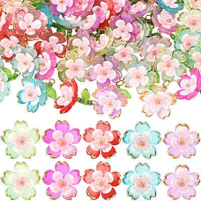 50Pcs 5 Colors Transparent Acrylic Pendants TACR-SC0001-50-1