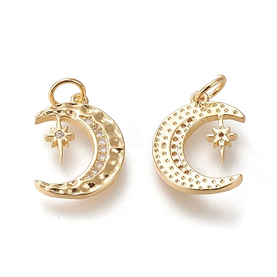 Brass Micro Pave Cubic Zirconia Pendants X-KK-M209-01G-1