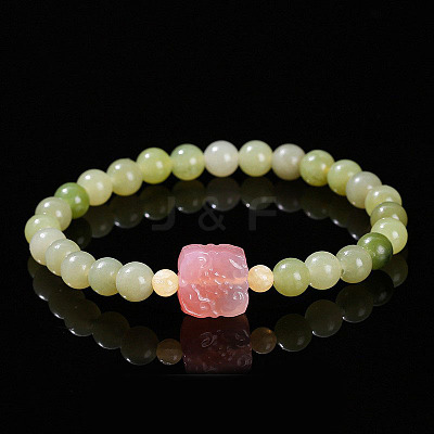 Natural Agate & Crystal Round Beads Stretch Bracelets WG466DA-10-1