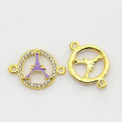 Golden Tone Alloy Enamel Rhinestone Multi-stone Links connectors ENAM-J474-06G-1