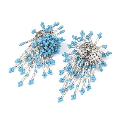 Glass Seed Beads Stud Earrings for Women EJEW-MZ00760-1