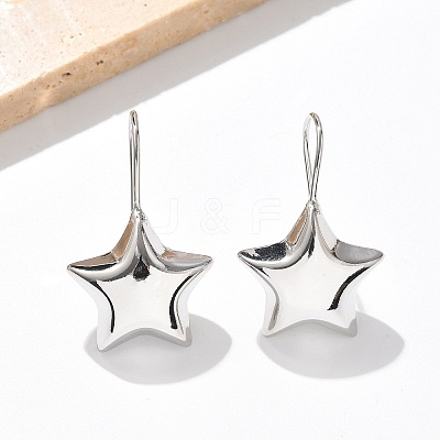 Star Brass Dangle Earrings EJEW-B132-05P-1