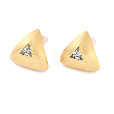 Triangle Brass Drawbench Stud Earring EJEW-L288-007G-1