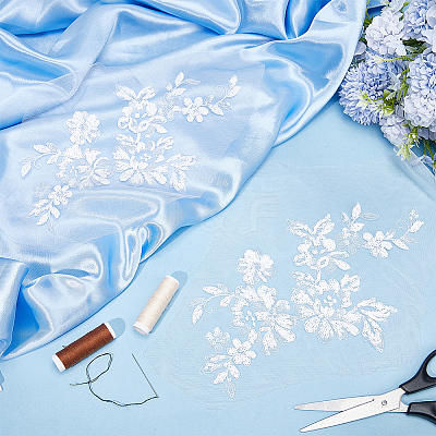 Flower Polyester Embroidery Sew on Appliques PATC-WH0012-32C-1