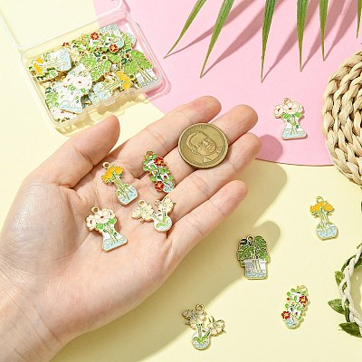30Pcs 5 Styles Alloy Enamel Pendants ENAM-CJ0007-10-1