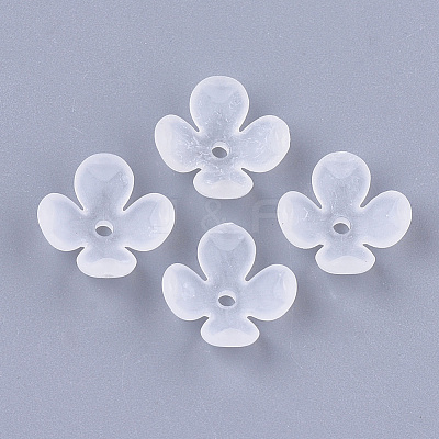 4-Petal Transparent Acrylic Bead Caps FACR-T001-09-1