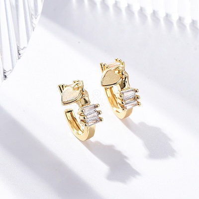 Rack Plating Brass Micro Pave Clear Cubic Zirconia Cuff Earrings for Women EJEW-C125-24D-G-1