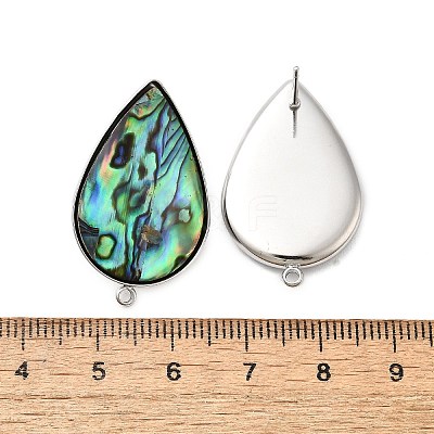 304 Stainless Steel Pave Natural Paua Shell Stud Earring Findings STAS-Z125-06P-1