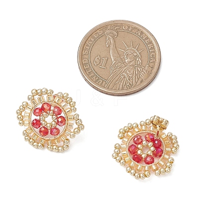 Flower Glass Seed Bead Stud Earrings EJEW-MZ00668-1
