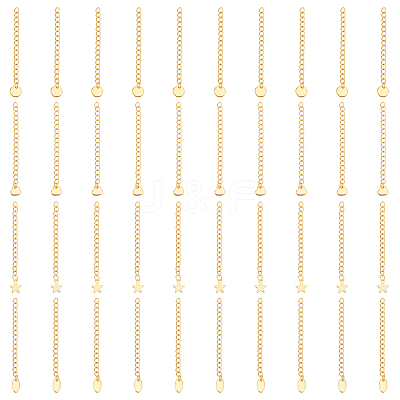 40Pcs 4 Styles 304 Stainless Steel Chain Extender STAS-UN0060-89-1