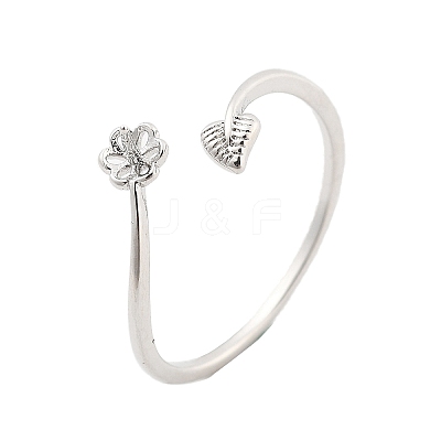Leaf & Flower  Brass Adjustable Ring Settings KK-G527-01C-P-1
