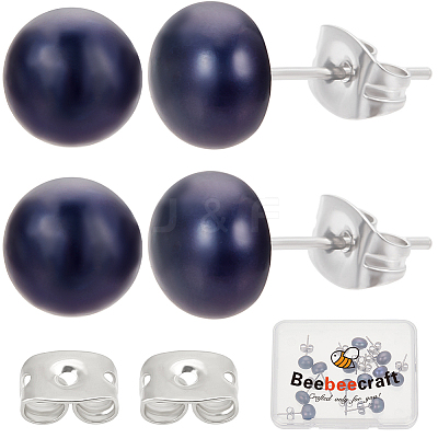 6 Pairs Shell Pearl Ball Stud Earrings EJEW-BBC0001-35A-1