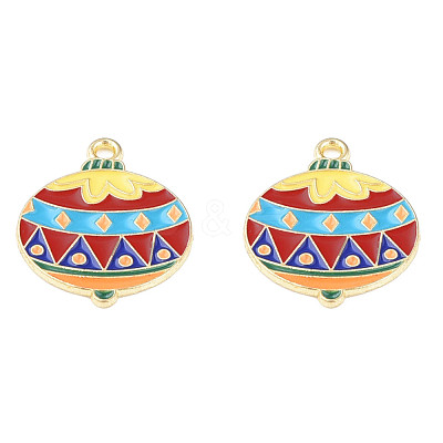 Rack Plating Alloy Enamel Pendants ENAM-N060-13LG-1