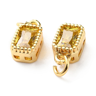 Real 18K Gold Plated Brass Inlaid Cubic Zirconia Charms ZIRC-L100-075G-06-1