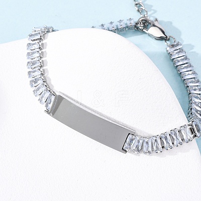 304 Stainless Steel Glass Link Chain Bracelets BJEW-G753-03P-01-1