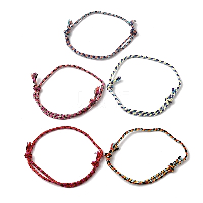 5Pcs 5 Color Macrame Braided Cotton Cord Bracelets Set BJEW-FZ00012-1