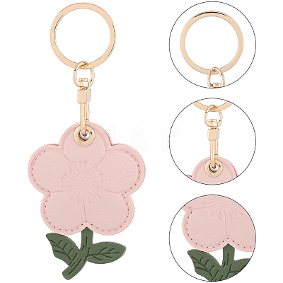 1Pc PU Leather Pendants Keychain KEYC-SP0001-47B-1