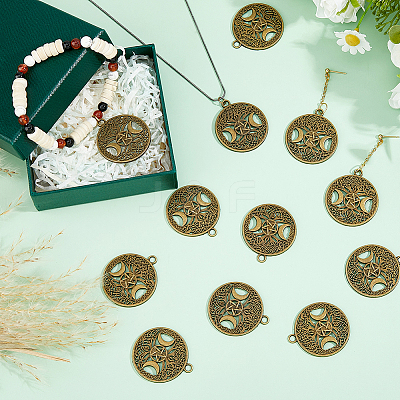 40Pcs Tibetan Style Hollow Alloy Pendants TIBEP-FH0001-29AB-1