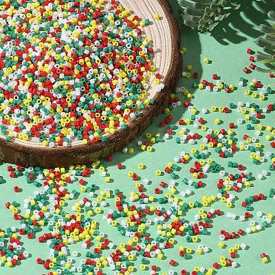 4 Colors Christmas 11/0 Grade A Baking Paint Glass Seed Beads SEED-X0058-12-1
